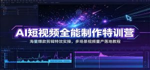 AI短视频全能制作特训营：海量爆款剪辑特效实操，多场景视频量产落地教程-大象聊项目
