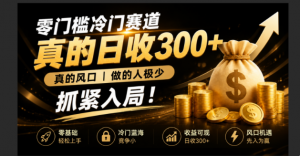 零成本冷门赛道，真的日300+真风口，做得人极少！赶紧入局，超级简单！-大象聊项目
