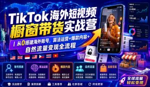 TikTok海外短视频橱窗带货实战营|从0搭建海外账号,算法运营+爆款内容+自然流量变现全流程-大象聊项目