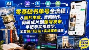 零基础书单号全流程|从图片生成、音频制作、剪辑成片到账号发布,手把手实操教学,全套热门玩法+实战案例拆解-大象聊项目