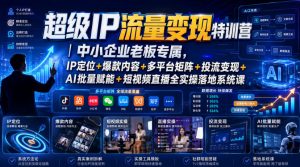超级IP流量变现特训营|中小企业老板专属,IP定位+爆款内容+多平台矩阵+投流变现+AI批量赋能+短视频直播全实操落地系统课-大象聊项目