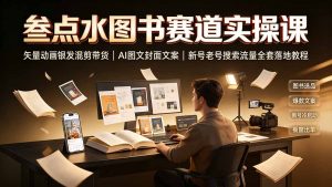 叁点水图书赛道实操课｜矢量动画银发混剪带货，AI图文封面文案，新号老号搜索流量全套落地教程-大象聊项目