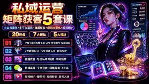 私域运营矩阵获客5套课:小红书量化×多平台截流×直播获客×绿泡泡量化×短视频IP×20设备×7大玩法-大象聊项目