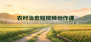 农村治愈短视频创作课：AI工具搭配剪辑技巧，零基础快速制作高质感田园治愈内容-大象聊项目