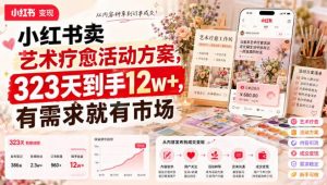 小红书卖艺术疗愈活动方案,323天到手12w+,有需求就有市场-大象聊项目