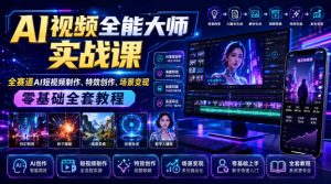 AI视频全能大师实战课|全赛道AI短视频制作、特效创作、场景变现零基础全套教程-大象聊项目