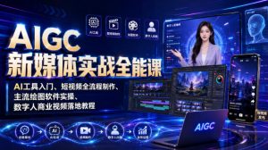 AIGC新媒体实战全能课|AI工具入门、短视频全流程制作、主流绘图软件实操、数字人商业视频落地教程-大象聊项目