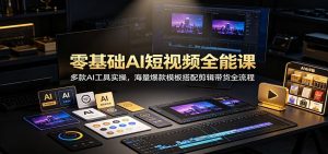 零基础AI短视频全能课:多款AI工具实操,海量爆款模板搭配剪辑带货全流程-大象聊项目