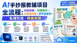 AI手抄报教辅项目全流程:对标拆解×封面制作×AI原创内容×多平台发布×私域引流×网盘变现-大象聊项目