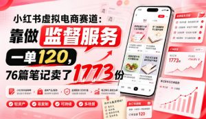 小红书虚拟电商赛道:靠做监督服务,一单120,76篇笔记卖了1773份-大象聊项目