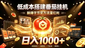 低成本搭建番茄挂G,躺賺字节官方流量红利,日入1k+,全程傻瓜式落地【揭秘】-大象聊项目