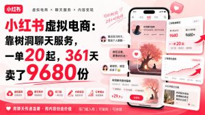 小红书虚拟电商：靠树洞聊天服务，一单20起，361天卖了9680份-大象聊项目
