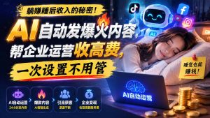 躺赚睡后收入的秘密！AI 自动发爆火内容，帮企业运营收高费，一次设置不用管【原创双语字幕】-大象聊项目