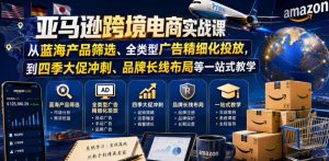 亚马逊跨境电商实战课，从蓝海产品筛选、全类型广告精细化投放，到四季大促冲刺、品牌长线布局等一站式教学(更新8月)-大象聊项目