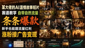 某大佬的AI温情故事短片赛道教学,自带自然流量,条条爆款,新手也能蹭流量红利,涨粉接广告变现-大象聊项目