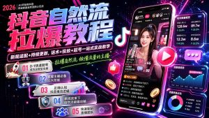 抖音自然流拉爆教程-更新8月:做懂流量的主播,新规适配+持续更新,话术+投放+起号一站式实战教学-大象聊项目