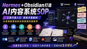 Hermes+Obsidian打造AI内容系统SOP;工具只是入口系统才是复利,从安装配置到知识库管理完整教学-大象聊项目