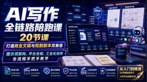 AI写作全链路陪跑课｜20节课打通商业文稿与短剧剧本双赛道，提示词架构、平台合规、工业化创作全流程手把手教学-大象聊项目
