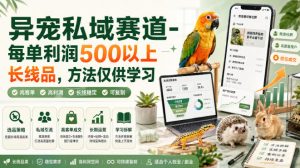 异宠私域赛道-每单利润500以上长线品,方法仅供学习-大象聊项目