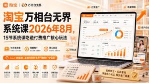 淘宝万相台无界系统课2026年8月,15节系统课吃透付费推广核心玩法-大象聊项目