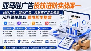 亚马逊广告投放进阶实战课——品牌广告、展示广告、流媒体广告全覆盖,从烧钱投放到精准控本提效-大象聊项目