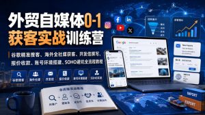 外贸自媒体0-1获客实战训练营|谷歌精准搜客、海外全社媒获客、开发信撰写、报价收款、账号环境搭建、SOHO避坑全流程教程(更新)-大象聊项目