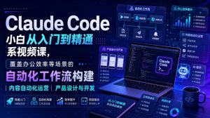 Claude Code小白从入门到精通系视频课,覆盖办公效率等场景的自动化工作流构建|内容自动化运营|产品设计与开发-大象聊项目