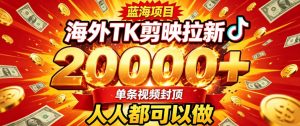 海外TK拉新最新玩法，剪映就能做，不用经验不用粉丝，单条视频收益上限2W+-大象聊项目