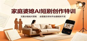 家庭婆媳AI短剧创作特训：文案分镜成片剪辑，全套提示词与平台潜规则干货-大象聊项目