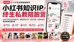 小红书知识IP终生私教陪跑营：从账号定位到内容起号，掌握涨粉引流、知识付费、社群运营与商业变现完整体系-大象聊项目