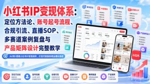 小红书IP变现体系：定位方法论、账号起号流程、合规引流、直播SOP、多赛道案例复盘与产品矩阵设计完整教学-大象聊项目