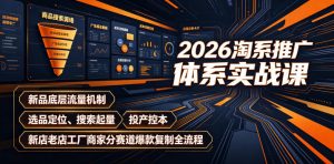 2026淘系推广体系实战课|新品底层流量机制、选品定位、搜索起量、投产控本、新店老店工厂商家分赛道爆款复制全流程(更新)-大象聊项目