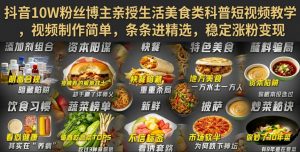 抖音10W粉丝博主亲授生活美食类科普短视频教学，视频制作简单，条条进精选，稳定涨粉变现-大象聊项目