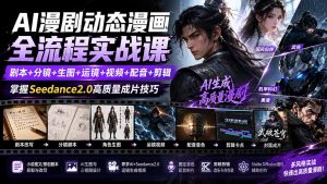 AI漫剧动态漫画全流程实战课:剧本+分镜+生图+运镜+视频+配音+剪辑,掌握Seedance2.0高质量成片技巧-大象聊项目
