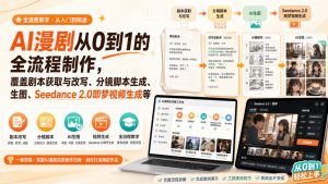 AI漫剧从0到1的全流程制作,覆盖剧本获取与改写、分镜脚本生成、角色场景生图与三视图、Seedance 2.0即梦视频生成(PDF版)-大象聊项目