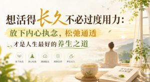 付费文章：想活得长久不必过度用力：放下内心执念，松弛通透才是人生最好的养生之道-大象聊项目