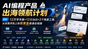 AI编程产品出海领航计划-更新:12万字手册+12大Skill+2个独家工具,从找需求到上线收美金跑通全链路-大象聊项目