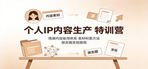 个人IP内容生产特训营:搭建内容复用体系,素材积累方法,朋友圈变现指南-大象聊项目