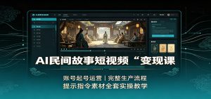 AI民间故事短视频变现课:账号起号运营,完整生产流程,提示指令素材全套实操教学-大象聊项目