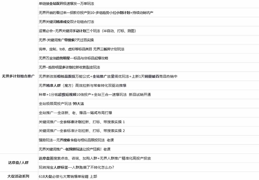 图片[2]-2026淘天开单秘籍PRO实战陪跑课程：全套落地运营玩法，一站式解决淘宝流量低、不出单难题(更新260823-大象聊项目
