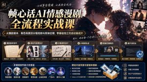 帧心话AI情感漫剧全流程实战课:从爆款剧本、角色场景到分镜视频与剪映后期,零基础独立完成动画成片-大象聊项目