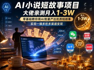 AI小说短故事项目,大佬亲测月入1-3W,零基础教你用AI批量产出优质短故事,实现一稿多吃多渠道变现(更新0824)-大象聊项目