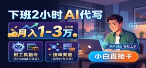 下班2小时AI代写，月入1-3万，附工具指令+接单渠道，小白直接干-大象聊项目