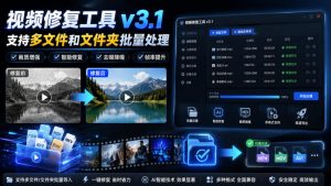 视频修复工具v3.1，支持多文件和文件夹批量处理-大象聊项目