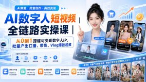 AI数字人短视频全链路实操课｜从0到1搭建可变现数字人IP，批量产出口播、带货、Vlog爆款视频-大象聊项目