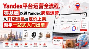 Yandex平台运营全流程，零基础吃透Yandex跨境运营，从开店选品到定价上架，新手一站式入门出单-大象聊项目