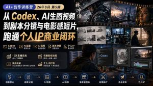 AI+创作训练营26年8月第5期:从Codex、AI生图视频到剧本分镜与电影感短片,跑通个人IP商业闭环-大象聊项目