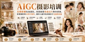 AIGC摄影培训｜无需影棚化妆团队，老景新搭快速出片降本获客，影楼摄影师AI样片制作，婚纱儿童孕妈肖像亲子全案例实操-大象聊项目