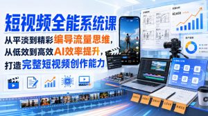 短视频全能系统课,从平淡到精彩编导流量思维,从低效到高效AI效率提升,打造完整短视频创作能力(2026年8月30更新233集)-大象聊项目