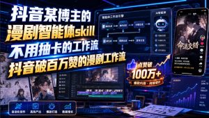 抖音某博主的漫剧智能体skill,不用抽卡的工作流,抖音破百万赞的漫剧工作流(更新)-大象聊项目